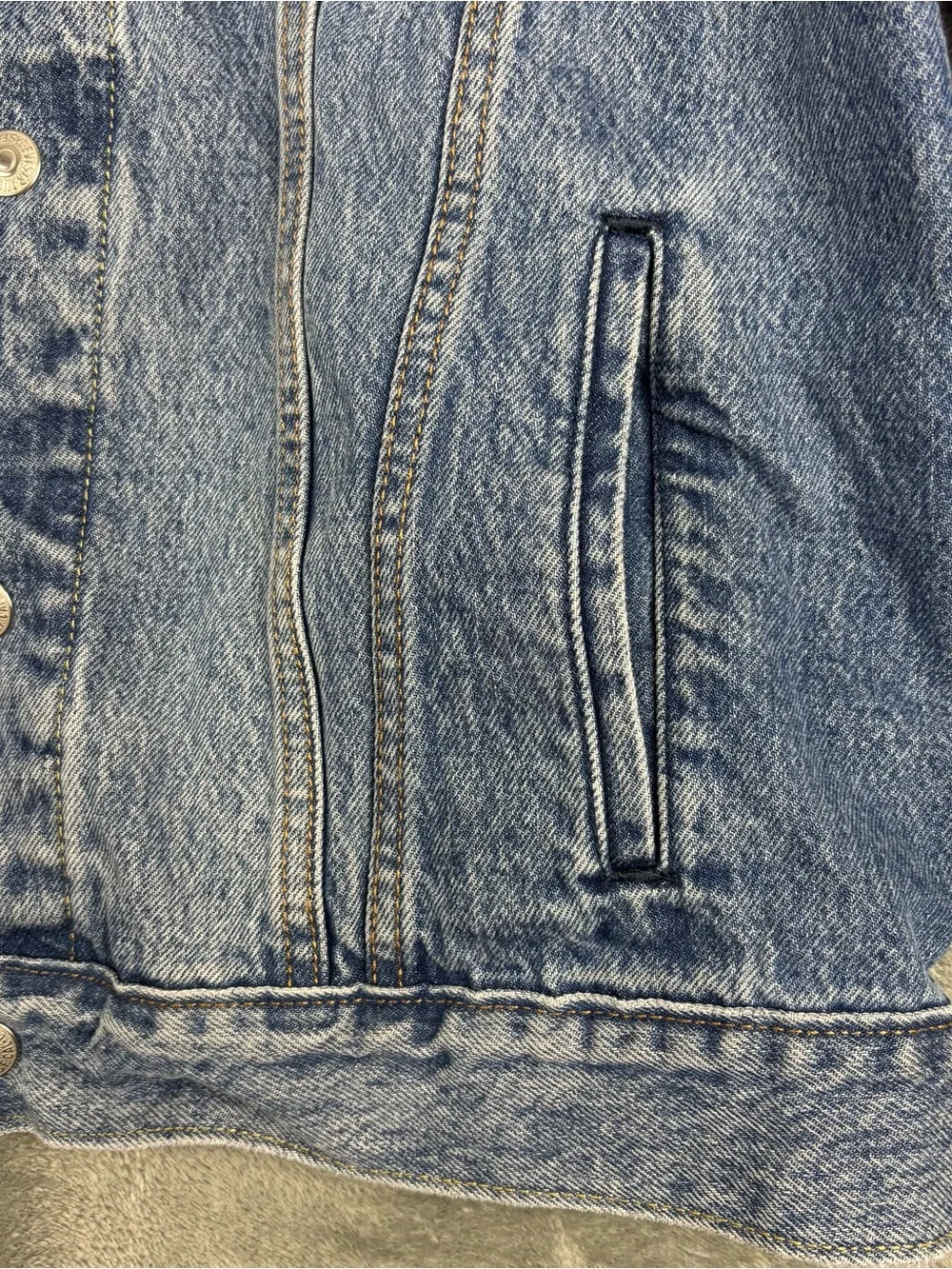 Levi’s Jacket Mens Medium Blue Hybrid Hoodie Trucker Jean Denim Gray Fleece